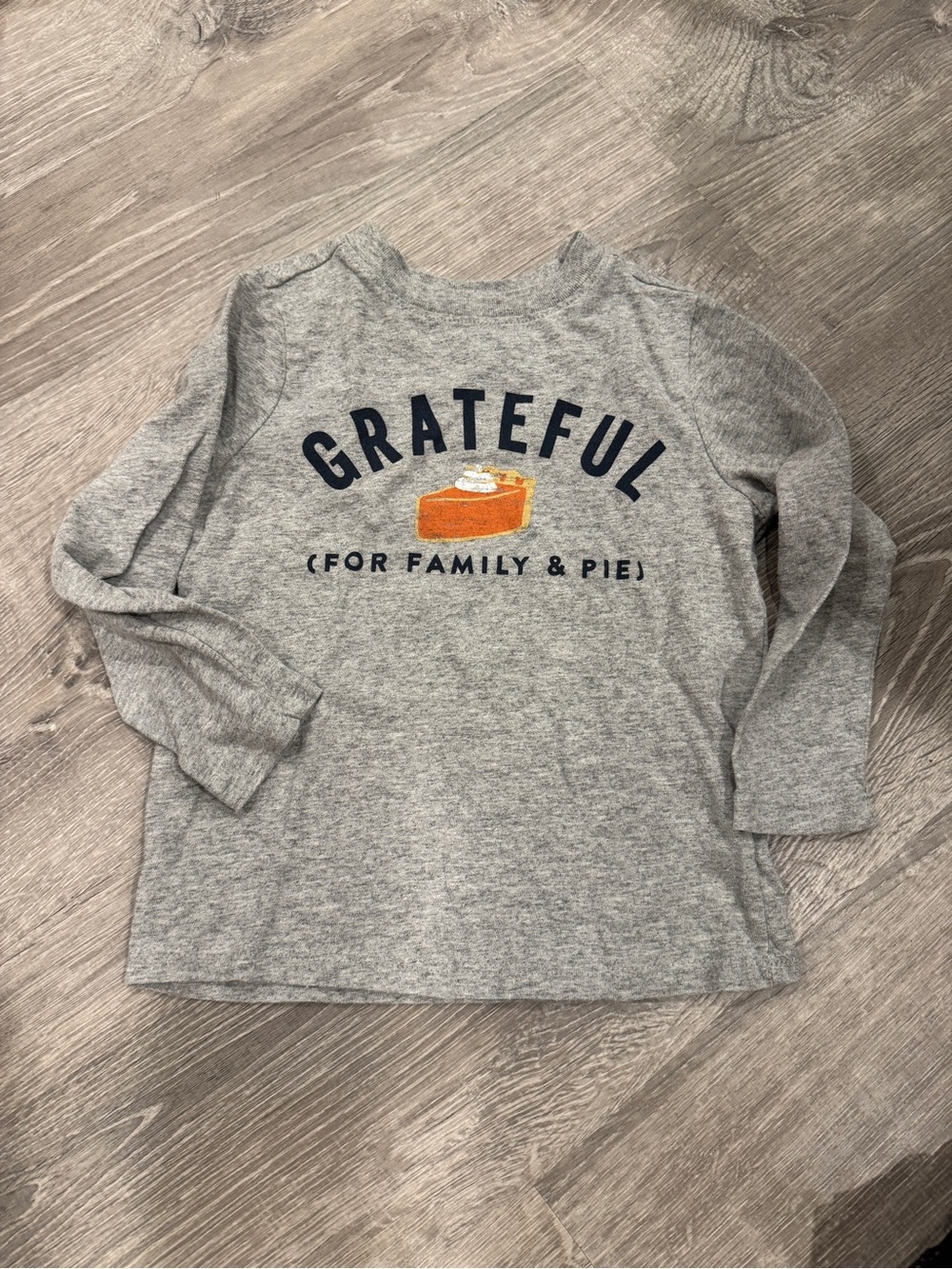 3T Thanksgiving Old Navy Gray Long-Sleeve Tee with Pumpkin Slice Graphic